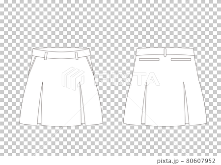 Golf pleated skirt with 4 fold pockets Front and back template Front and back white 80607952