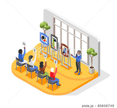 Art Auction Isometric Composition 80608749