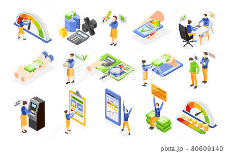 Credit Isometric Icons Set 80609140