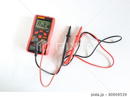 Digital multimeter in red case with probes and...の写真素材 [80609539] - PIXTA