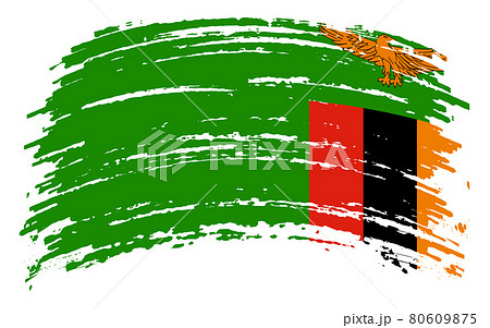 Zambia flag in grunge brush stroke, vector 80609875