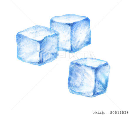 Watercolor isolated illustration of ice cubes Watercolor isolated illustration of ice cubes 80611633