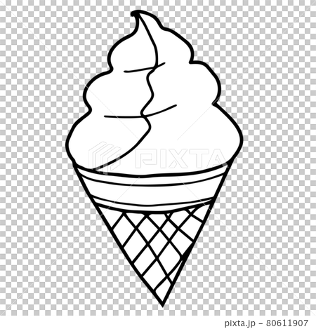 ミックスソフトクリームの線画イラストのイラスト素材
