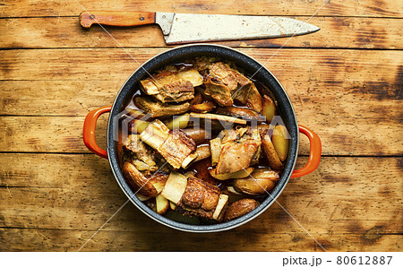 Beef ribs stewed with potatoes. Beef ribs stewed with potatoes. 80612887