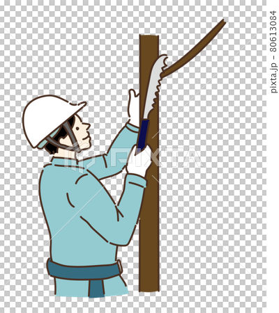 林業　イラスト　枝切り　伐採 80613084