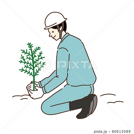 林業 イラスト 植林 植樹のイラスト素材