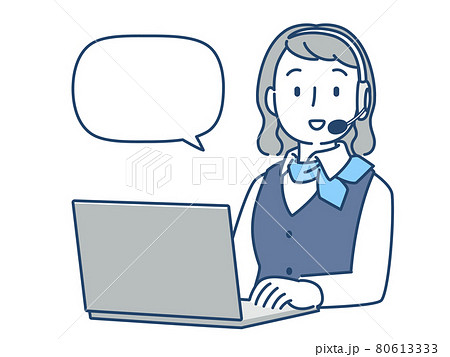 オペレーターの女性がインカムで会話をしている 80613333