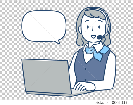 オペレーターの女性がインカムで会話をしている 80613333