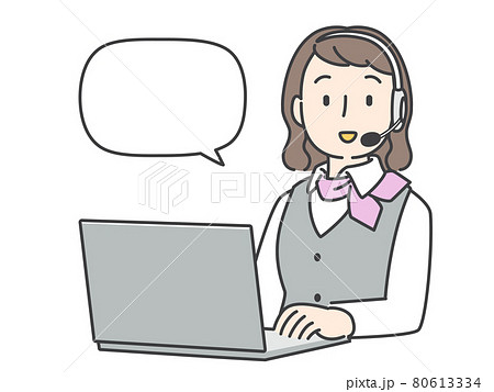 オペレーターの女性がインカムで会話をしている 80613334