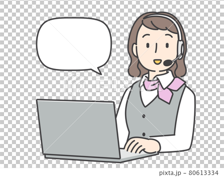 オペレーターの女性がインカムで会話をしている 80613334