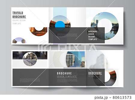 Vector layout of square covers templates for trifold brochure, flyer, magazine, cover design, book design, brochure cover. Background template with rounds, circles for IT, technology in minimal style. 80613573
