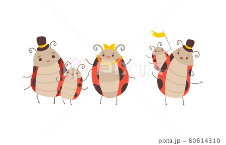 Cheerful Ladybug Families Set, Adorable Mom, Dad and their Kids Cartoon Vector Illustration Cheerful Ladybug Families Set, Adorable Mom, Dad and their Kids Cartoon Vector Illustration 80614310