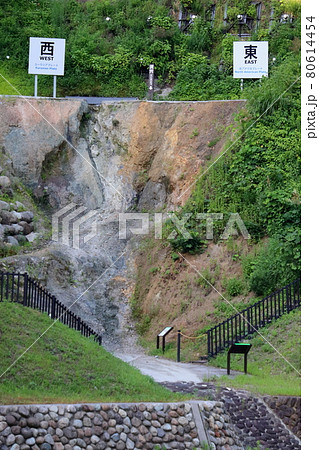露出する糸魚川静岡構造線(フォッサマグナパーク) 露出する糸魚川静岡構造線(フォッサマグナパーク) 80614454