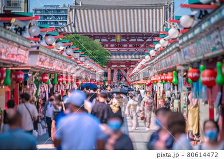 日本の東京都市景観 4千超…戦慄の東京4058人。五輪“狂”行、浅草寺は人流大爆発＝7月31日 80614472
