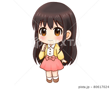 Chibi Character Material For Girls With Long Hair Stock Illustration