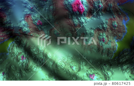 Top down view of autumn swamp at dark planet, 3d render. Top down view of autumn swamp at dark planet, 3d render. 80617425