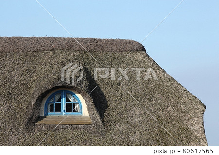 Typical thatched roof in Denmark 80617565