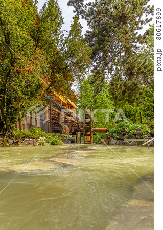 Garmisch-Partenkirchen, Watermill in the spa park Garmin-Partenkirchen, Bavaria, Germany Garmisch-Partenkirchen, Watermill in the spa park Garmin-Partenkirchen, Bavaria, Germany 80617899