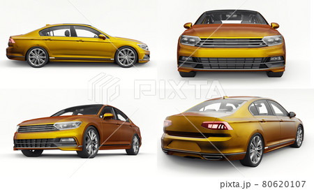3d illustration. Brandless generic orange car in a white studio environment. 80620107