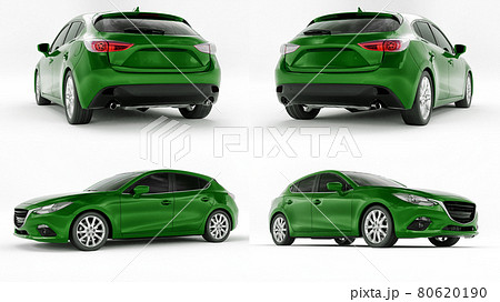 3d illustration. Green city car. 3d rendering. 80620190