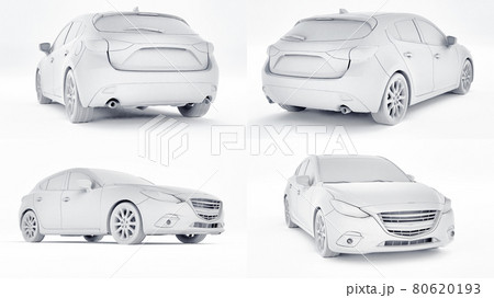 3d illustration. White city car with blank surface for your creative design. 3D rendering. 80620193