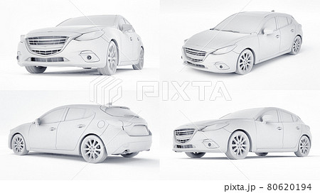 3d illustration. White city car with blank surface for your creative design. 3D rendering. 80620194
