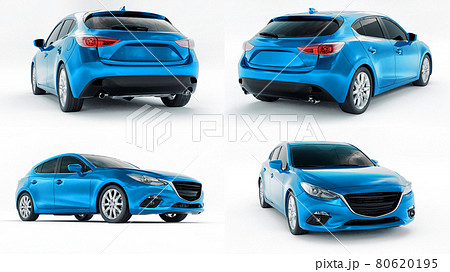 3d illustration. Blue City car for your creative design. 3D rendering. 80620195