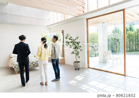 ビジネスマン モデルハウス ミドル夫婦 商談 80621832