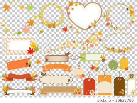 秋天的標籤、絲帶、框架插圖 80622790