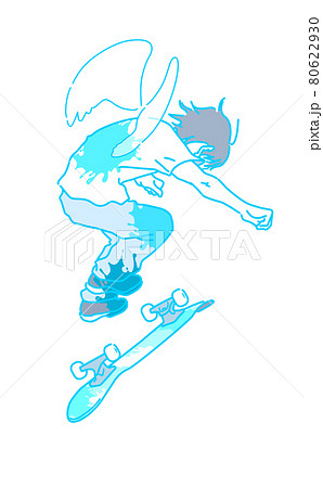 スケートボード かっこいい クール イメージイラストのイラスト素材