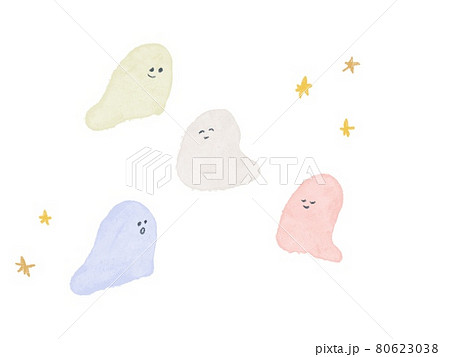 ふんわりした雰囲気のおばけちゃんイラスト ふんわりした雰囲気のおばけちゃんイラスト 80623038