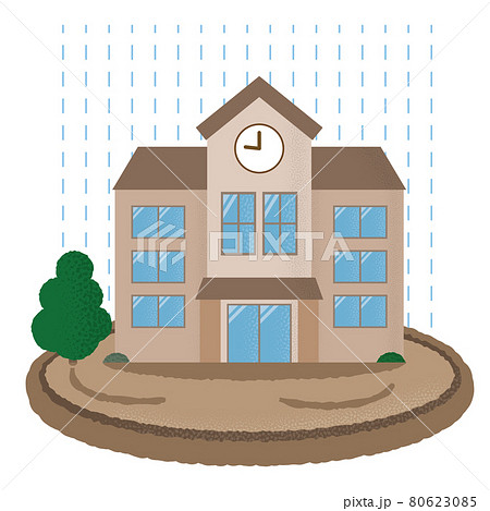 水害に遭う学校のベクターイラストのイラスト素材