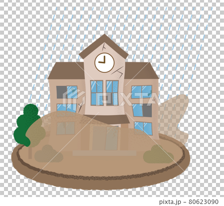 Vector illustration of a school suffering from flood Vector illustration of a school suffering from flood 80623090