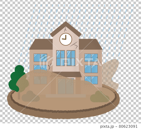 Vector illustration of a school suffering from flood 80623091