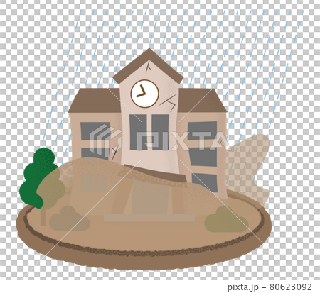 Vector illustration of a school suffering from flood Vector illustration of a school suffering from flood 80623092