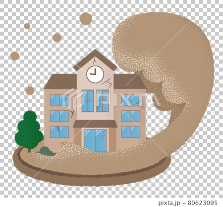 Vector illustration of a school suffering from flood 80623095