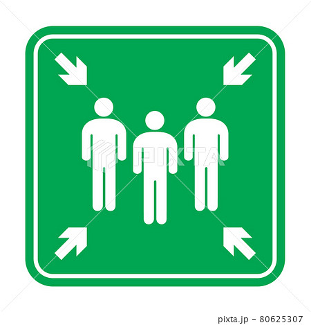 Fire assembly point sign, gathering point signboard, emergency evacuation vector for graphic design, logo, web site, social media, mobile app, ui illustration 80625307
