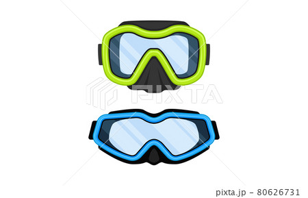 Watertight Diving Goggles for Swimming Underwater Vector Set Watertight Diving Goggles for Swimming Underwater Vector Set 80626731