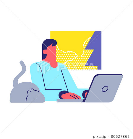 在宅勤務の男性社員 在宅勤務の男性社員 80627362