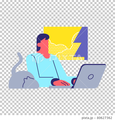 在宅勤務の男性社員 在宅勤務の男性社員 80627362