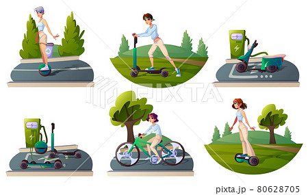 Set people riding ecology transport and recharge 80628705