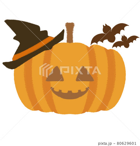 帽子をかぶったジャックオランタンのイラスト素材 帽子をかぶったジャックオランタンのイラスト素材