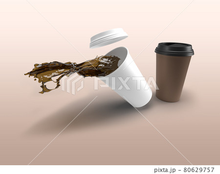 3d rendering image of spilled coffee mugs 3d rendering image of spilled coffee mugs 80629757