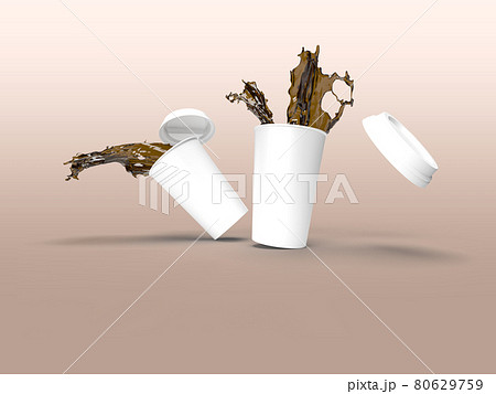 3d rendering image of spilled coffee mugs 80629759