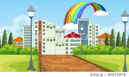 Nature landscape scene with many bulding in the city background 80629978