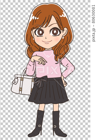 平成のトレンド流行ファッション メイクのイラスト素材