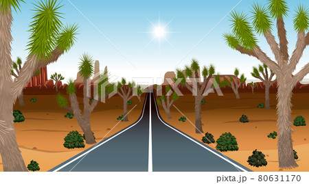 Long road through the desert landscape scene at day time Long road through the desert landscape scene at day time 80631170