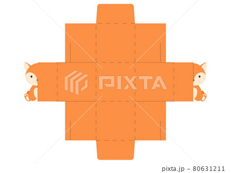 Simple packaging favor box fox design for sweets, candies, small presents, bakery. Party package die cut template, great design for any purposes, birthdays, baby showers, halloween, christmas. 80631211