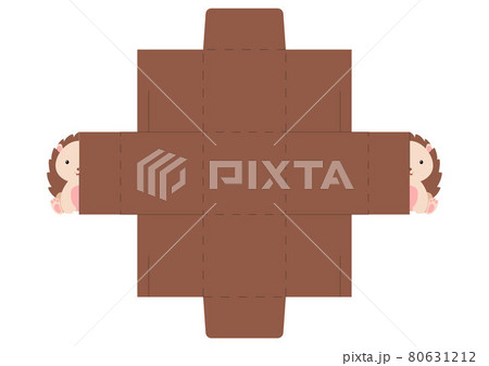 Simple packaging favor box hedgehog design for sweets, candies, small presents, bakery. Party package die cut template, great design for any purposes, birthdays, baby showers, halloween, christmas. 80631212