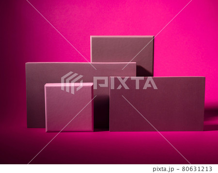 Geometric design shape podium on dark magenta pink background 80631213